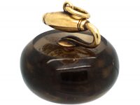 Victorian 15ct Gold & Smokey Quartz Curling Seal with Monogrammed Intaglio