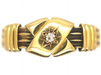 Victorian 18ct Gold Kiss Ring Set With a Diamond