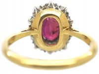18ct Gold, Ruby & Diamond Oval Cluster Ring