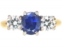 18ct Gold, Sapphire & Diamond Three Stone Ring