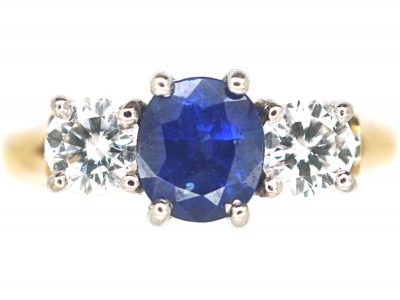 18ct Gold, Sapphire & Diamond Three Stone Ring