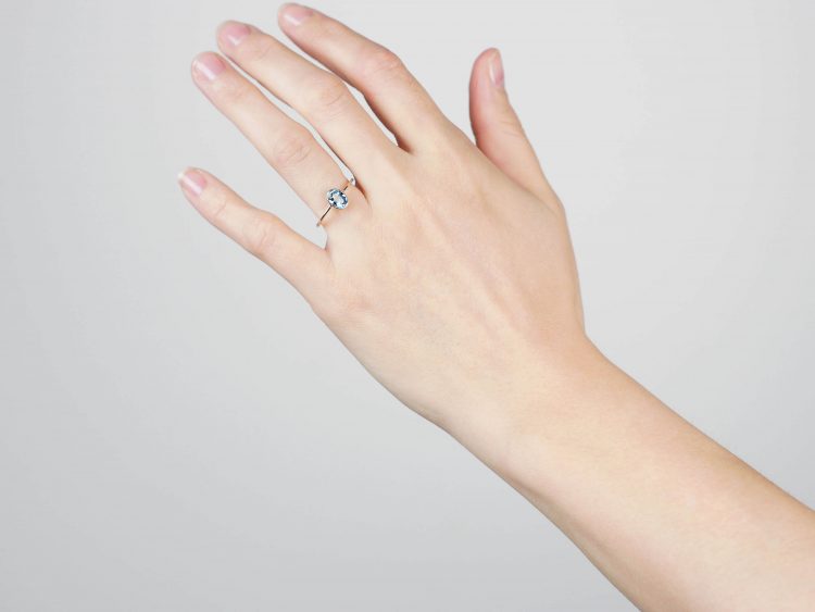 Art Deco 15ct Gold & Platinum, Aquamarine Ring