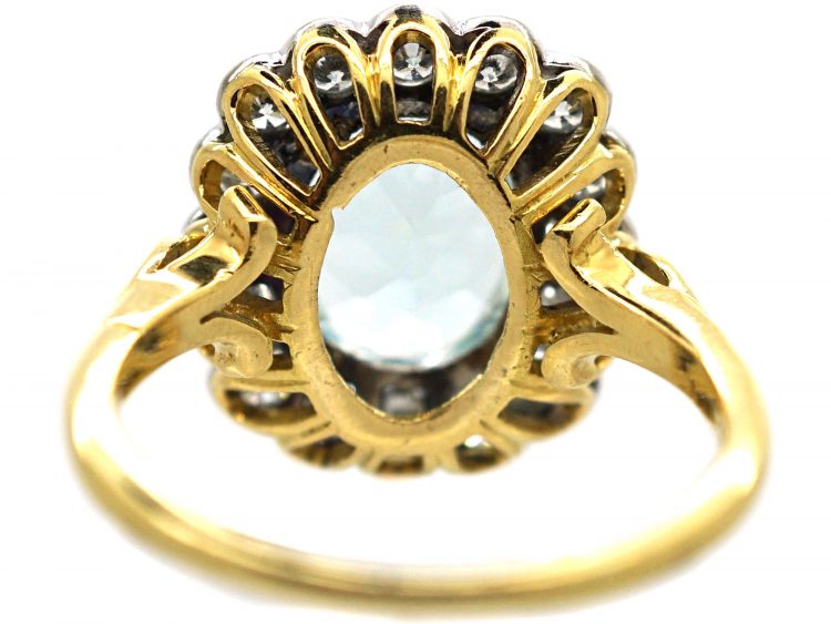 18ct Gold, Aquamarine & Diamond Cluster Ring