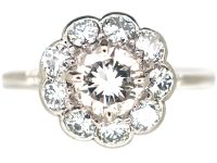 Edwardian Platinum, Diamond Daisy Cluster Ring
