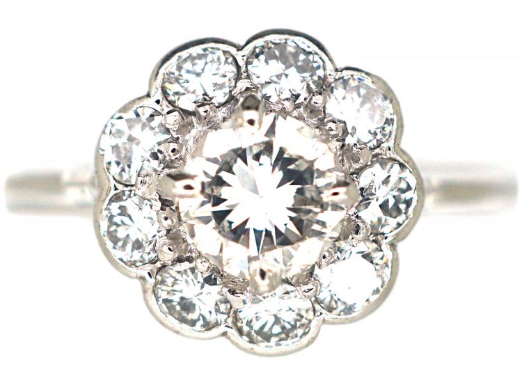 Edwardian Platinum, Diamond Daisy Cluster Ring