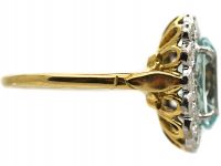 18ct Gold, Aquamarine & Diamond Cluster Ring