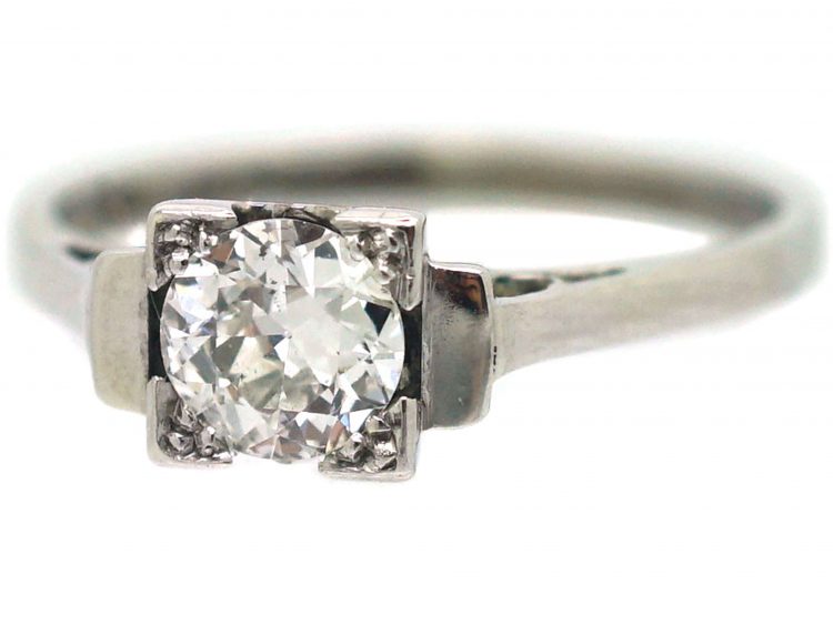 Art Deco Platinum, Diamond Solitaire Ring