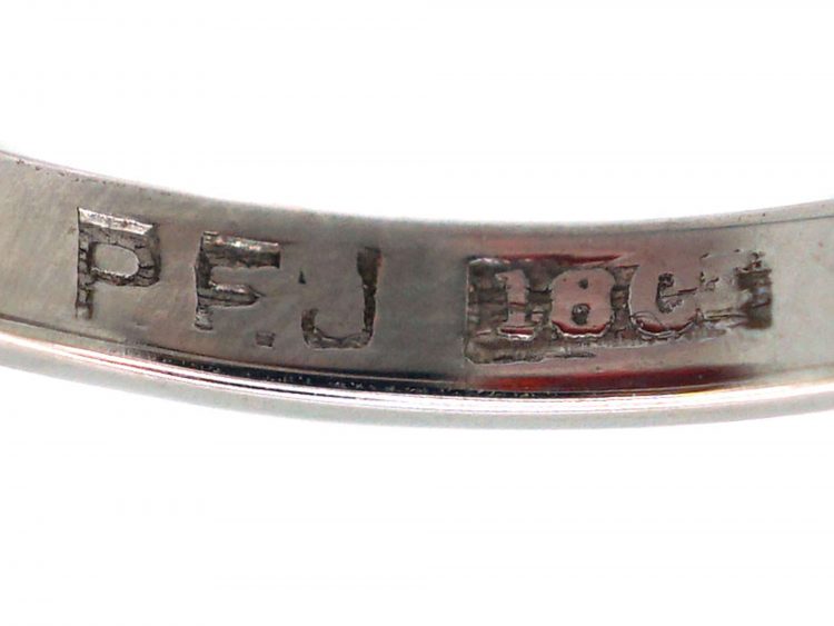 Art Deco 18ct White Gold & Fire Opal Ring
