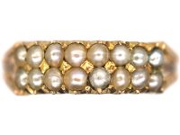 Regency 9ct Gold & Natural Split Pearl Two Row Ring