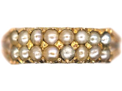 Regency 9ct Gold & Natural Split Pearl Two Row Ring