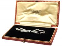 Art Deco 18ct White Gold & Platinum, Diamond Bow Brooch in Original Case