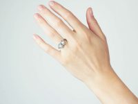 Victorian 18ct Gold Double Heart Ring set with Natural Pearls & Rose Diamonds