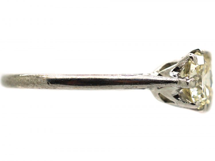 Art Deco 18ct White Gold & Platinum, Large Three Stone Diamond Ring