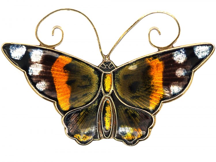 Silver & Enamel Butterfly Brooch by David Andersen