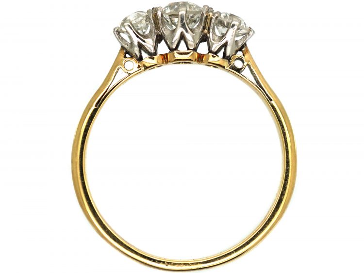 Art Deco 18ct Gold Three Stone Diamond Ring