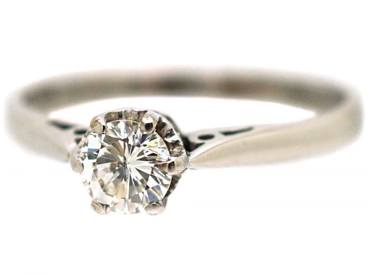 Art Deco 18ct White Gold Diamond Solitaire Ring