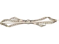 Art Deco 18ct White Gold & Platinum, Diamond Bow Brooch in Original Case