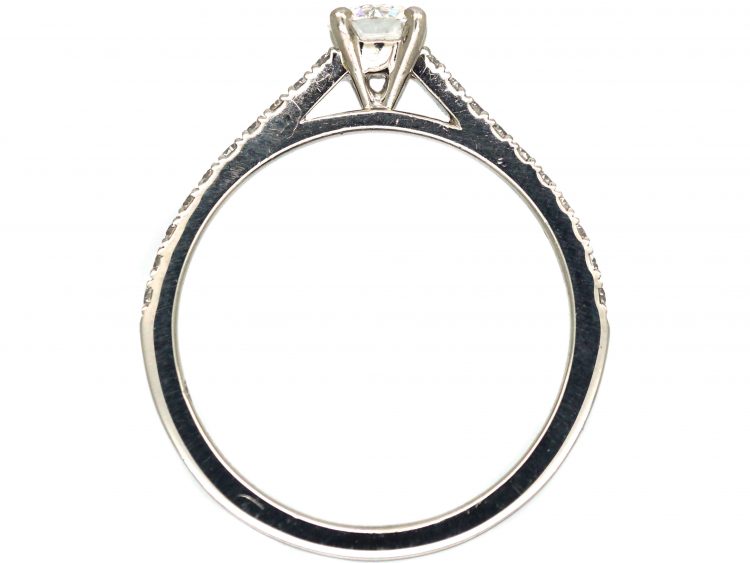 Platinum & Diamond Solitaire Ring with Diamond Set Shoulders by De Beers