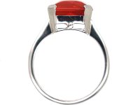 Art Deco 18ct White Gold & Fire Opal Ring