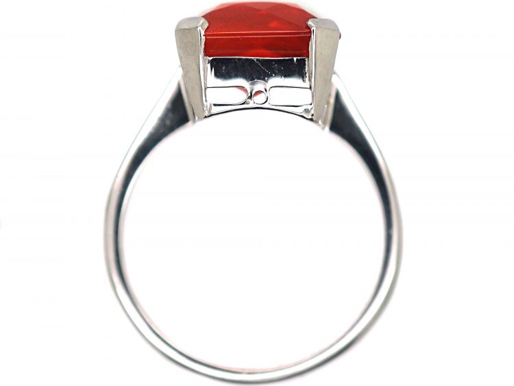 Art Deco 18ct White Gold & Fire Opal Ring