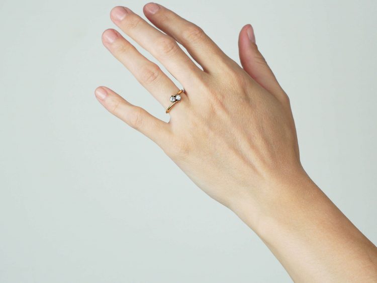 Edwardian 18ct Gold Two Stone Diamond Crossover Ring