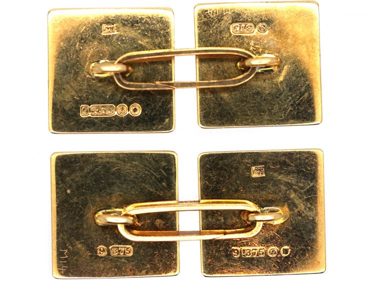 9ct Gold Hobnail Design Square Cufflinks