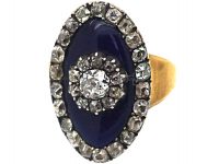 Georgian Gold, Blue Glass & Old Mine Cut Diamonds Bague au Firmament Ring