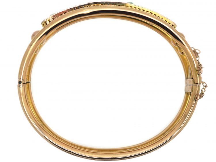 Victorian 9ct Gold Bangle set with Opals & Diamonds