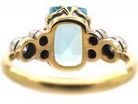 Edwardian 18ct Gold & Platinum, Aquamarine & Diamond Ring