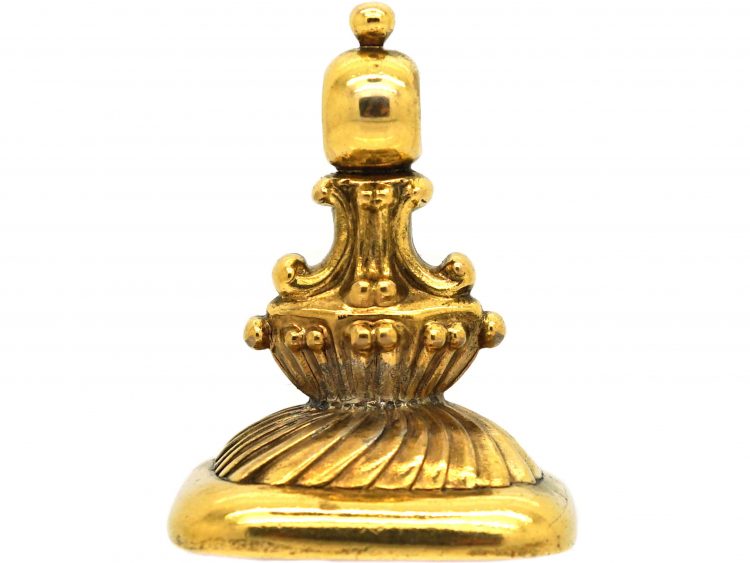 Large 18ct Gold Georgian Seal with Carnelian Intaglio of a Coat of Arms for the Kerwan Family