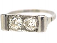 Art Deco 18ct White Gold, Two Stone Diamond Ring