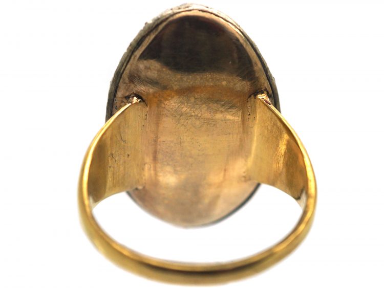 Georgian Gold, Blue Glass & Old Mine Cut Diamonds Bague au Firmament Ring
