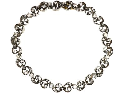 19th Century  French 18ct Gold & Silver, Diamond Bracelet