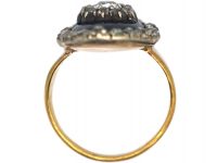 Georgian Gold, Blue Glass & Old Mine Cut Diamonds Bague au Firmament Ring