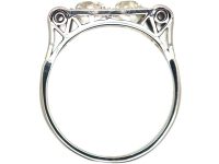 Art Deco 18ct White Gold, Two Stone Diamond Ring