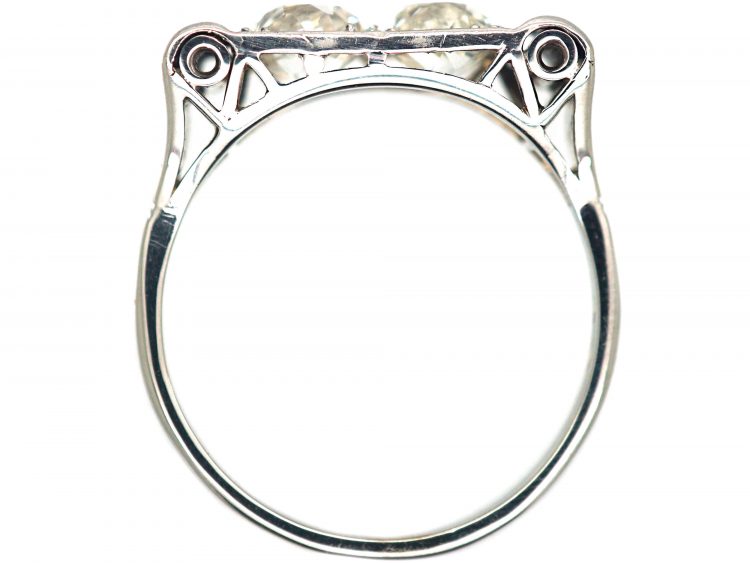 Art Deco 18ct White Gold, Two Stone Diamond Ring