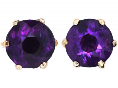 Edwardian 9ct Gold & Amethyst Stud Earrings