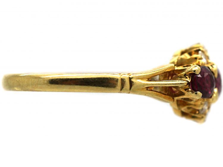 18ct Gold Three Stone Ruby & Diamond Ring by Mappin & Webb