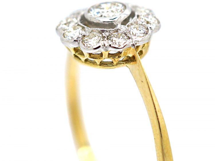 Edwardian 18ct Gold & Platinum, Diamond Daisy Cluster Ring