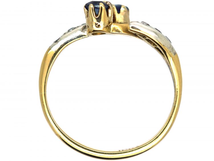 Art Nouveau 18ct Gold & Platinum, Sapphire & Diamond Ring