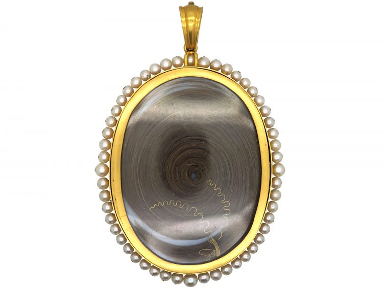 Large Regency Miniature Possibly of Georgiana Duchess of Devonshire in an 18ct Gold & Natural Pearl Frame