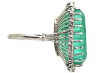 18ct White Gold Large Emerald & Diamond Cluster Ring