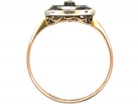 Art Deco 9ct Gold & Silver, Onyx & Paste Ring