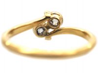 Edwardian 18ct Gold Two Stone Diamond Crossover Ring