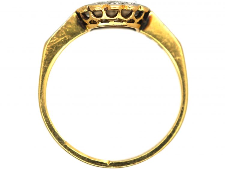 Edwardian 18ct Gold & Platinum, Diamond Cluster Ring with Star Shaped Setting & Diamond shoulders