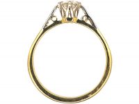 18ct Gold & Platinum, Single Stone Diamond Ring with Diamond Set Shoulders
