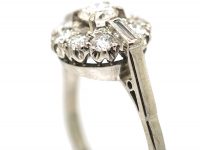 18ct White Gold, Diamond Cluster Ring with Round & Baguette Diamonds