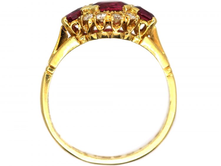 18ct Gold Three Stone Ruby & Diamond Ring by Mappin & Webb
