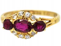 18ct Gold Three Stone Ruby & Diamond Ring by Mappin & Webb