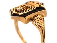 19th Century 18ct Gold & Onyx Ring with Coronet & Two Keys